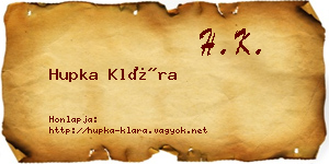 Hupka Klára névjegykártya